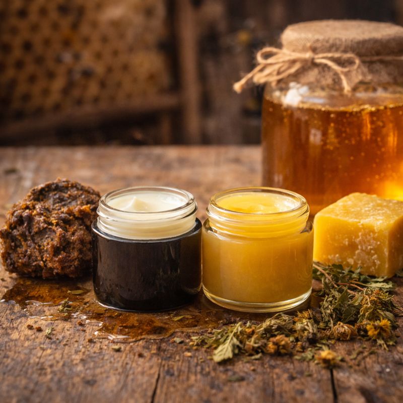 Naturalne maści i balsamy z woskiem pszczelim, propolisem i miodem